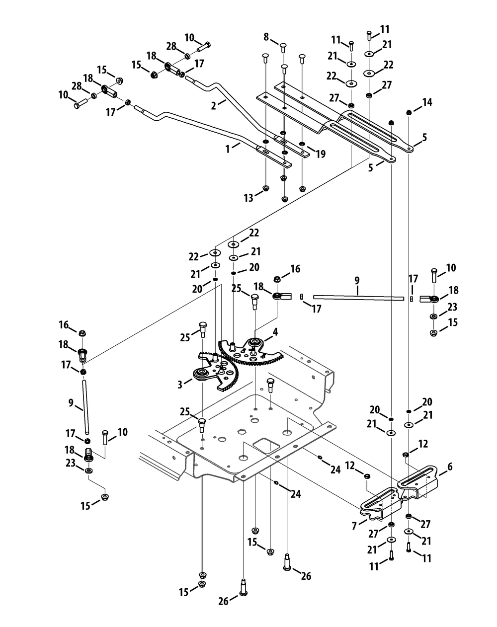 Steering Linkage Diagram and Parts List for Z-FORCESZ60 (17AIDGHD-17AIDGHD010)(2014) Cub Cadet Lawn Tractor